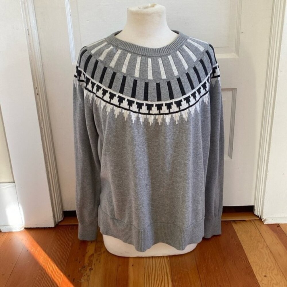 Eddie Bauer Fair Isle Grey Sweater XL